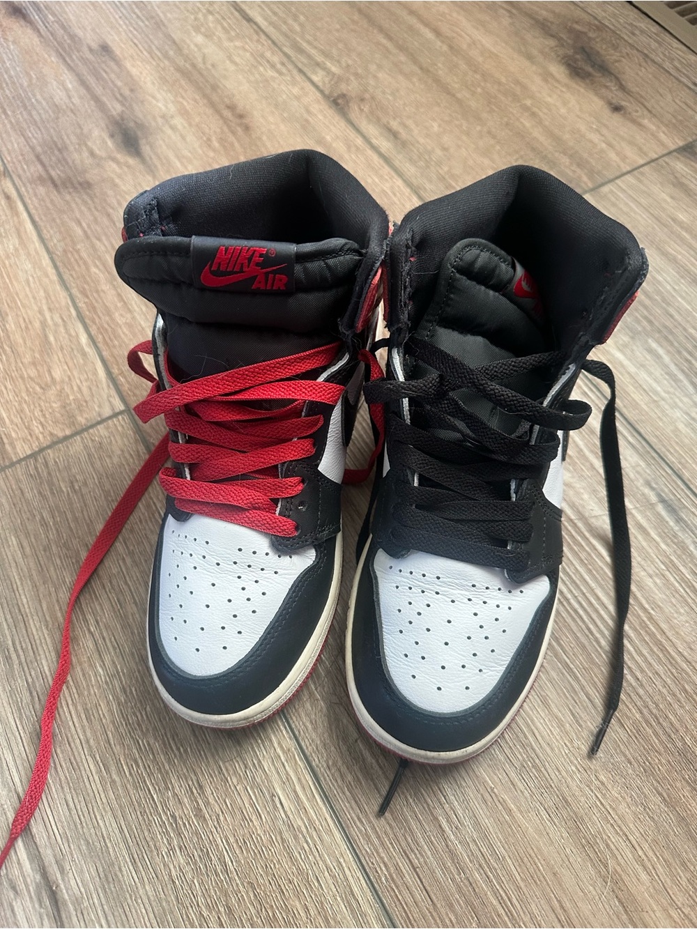 Nike Kids High-Top Sneakers in Black, White and Red Accents